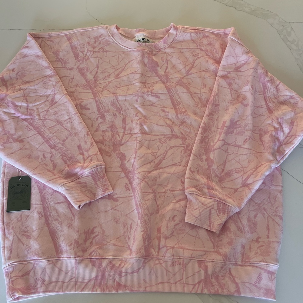 Diary boy pink bubblegum camo crewneck